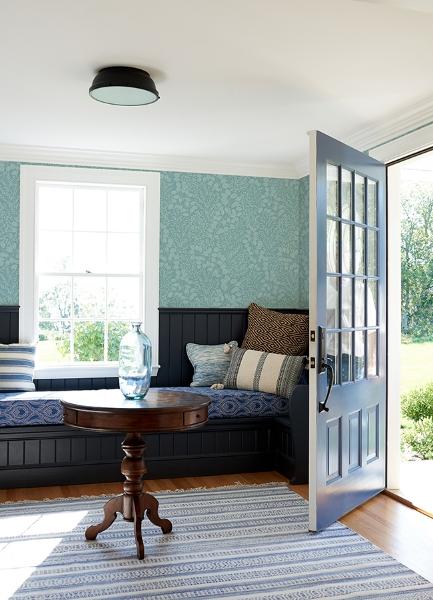 A Street Prints Elin Sky Blue Berry Botanical Wallpaper