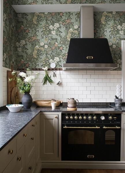 A Street Prints Elise Green Nouveau Gardens Wallpaper