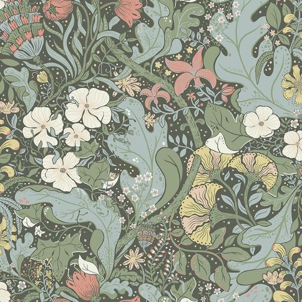 a street prints Elise Green Nouveau Gardens Wallpaper