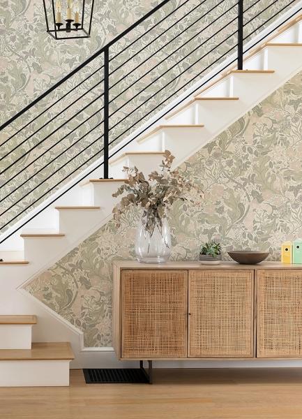 A Street Prints Elise Light Grey Nouveau Gardens Wallpaper