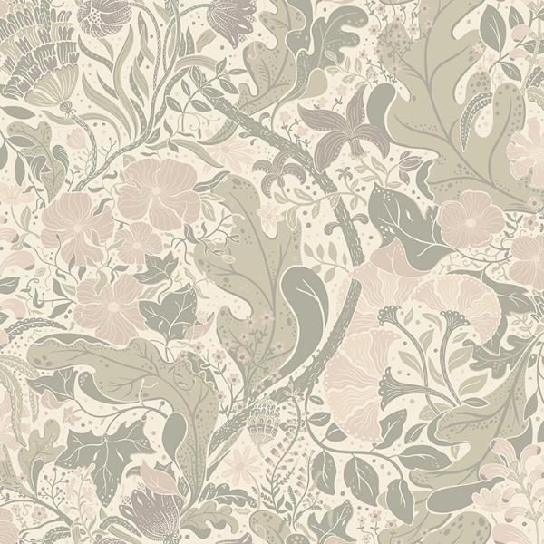 a street prints Elise Light Grey Nouveau Gardens Wallpaper