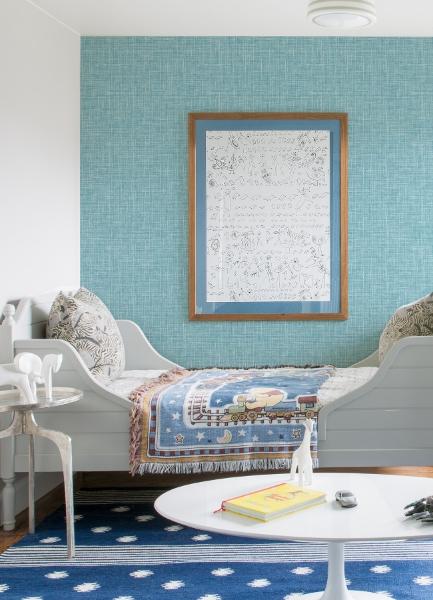 A Street Prints Emerson Light Blue Faux Linen Wallpaper