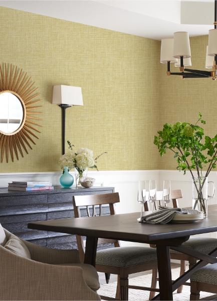 A Street Prints Emerson Yellow Faux Linen Wallpaper