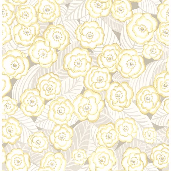 a street prints Emery Light Yellow Floral Wallpaper