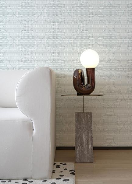 A Street Prints Ernest Blue Quilted Quatrefoil Wallpaper