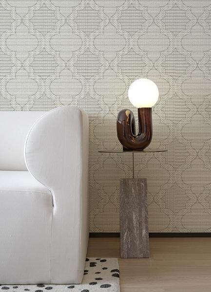 A Street Prints Ernest Charcoal Quilted Quatrefoil Wallpaper