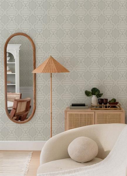 A Street Prints Ernest Charcoal Quilted Quatrefoil Wallpaper