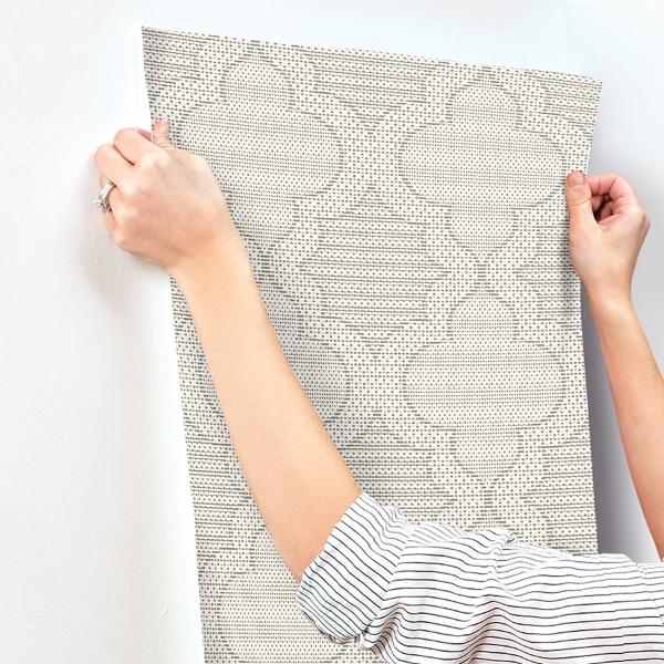 A Street Prints Ernest Charcoal Quilted Quatrefoil Wallpaper