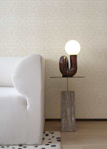 A Street Prints Ernest Taupe Quilted Quatrefoil Wallpaper