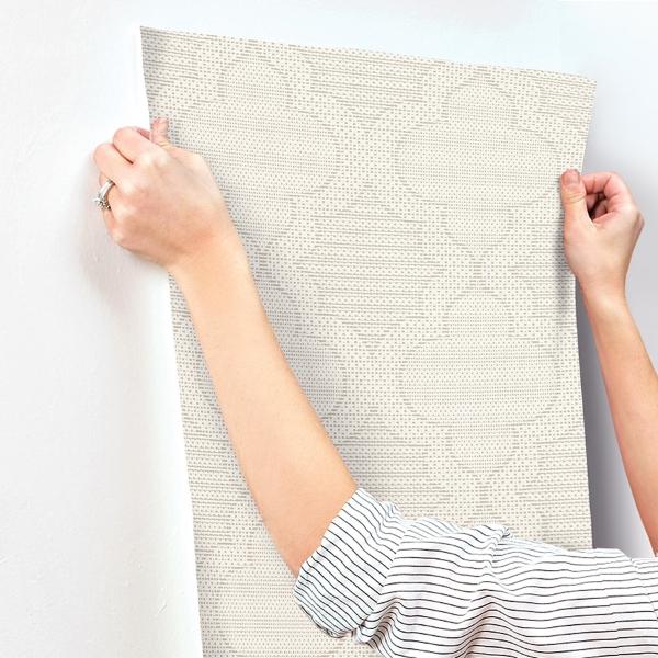 A Street Prints Ernest Taupe Quilted Quatrefoil Wallpaper