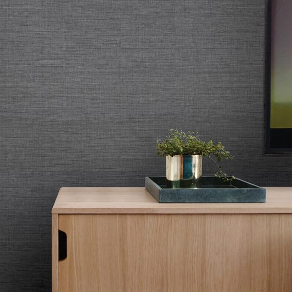 A Street Prints Essence Dark Grey Linen Texture Wallpaper