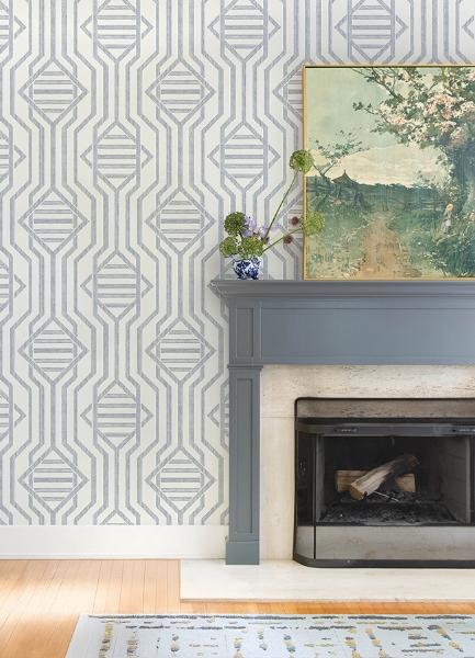 A Street Prints Essex Dark Blue Geometric Wallpaper