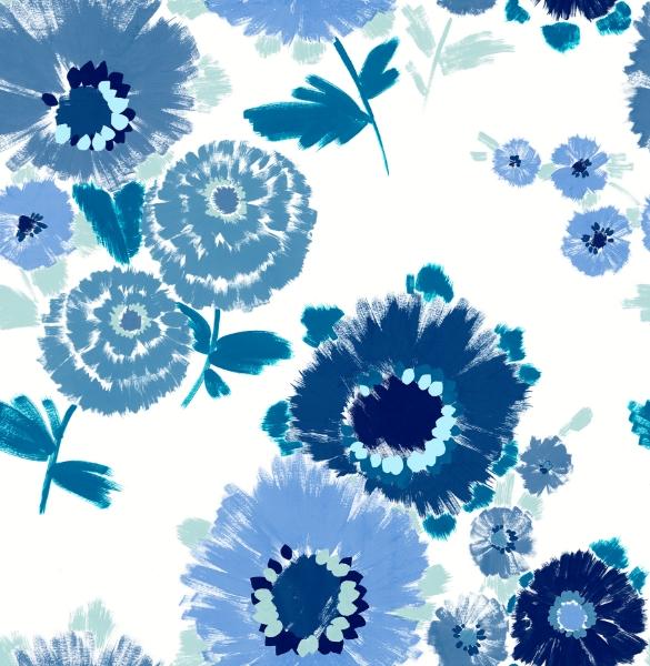 a street prints Essie Blue Painterly Floral Wallpaper