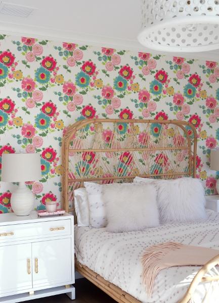 A Street Prints Essie Pink Painterly Floral Wallpaper