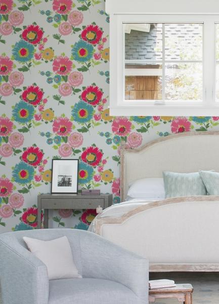 A Street Prints Essie Pink Painterly Floral Wallpaper