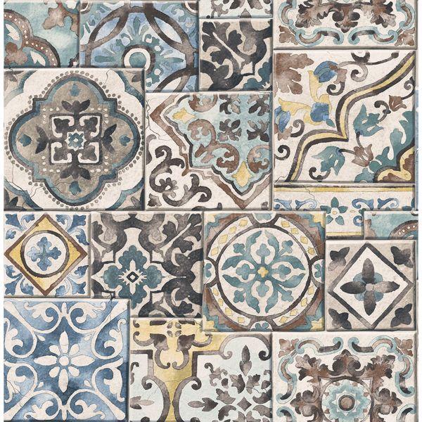 a street prints Estrada Blue Marrakesh Tiles Wallpaper