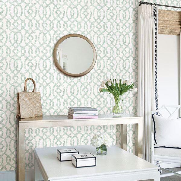 A Street Prints Ethereal Sea Green Trellis Wallpaper