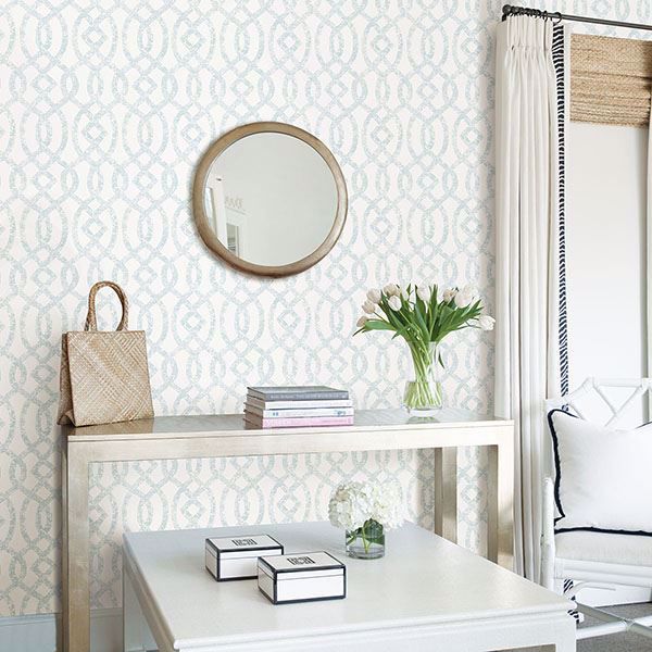 A Street Prints Ethereal Sky Blue Trellis Wallpaper