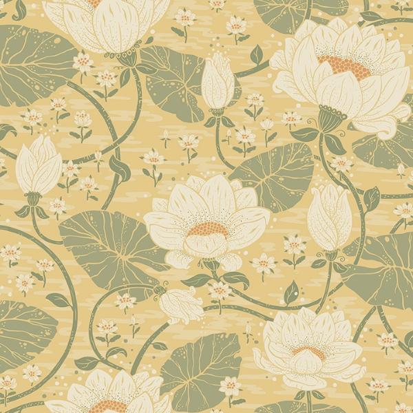 a street prints Eva Light Yellow Lotus Dreams Wallpaper