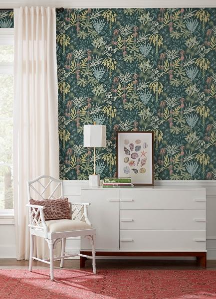 A Street Prints Everglades Dark Green Botanical Wallpaper