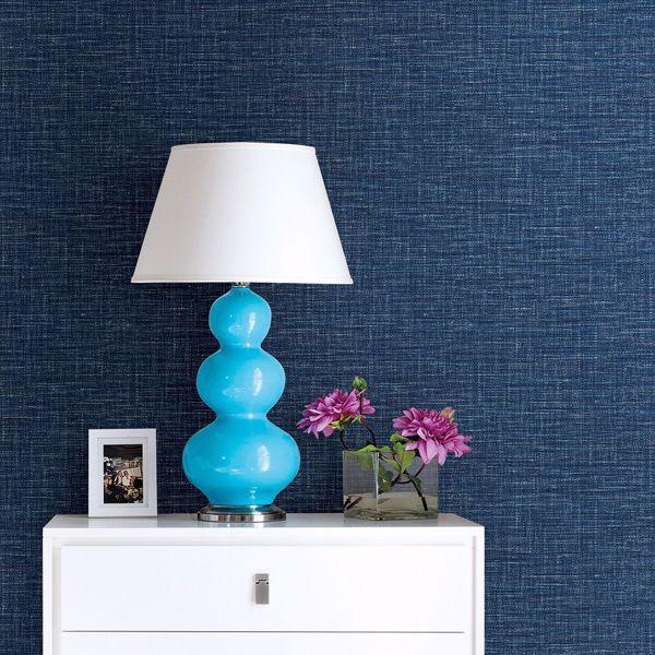 A Street Prints Exhale Dark Blue Faux Grasscloth Wallpaper