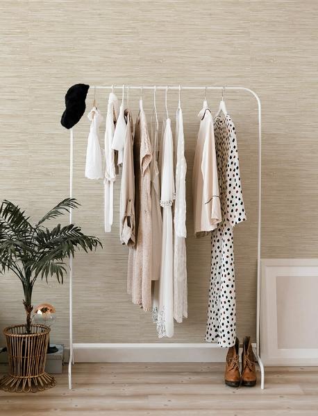 A Street Prints Exhale Dove Woven Faux Grasscloth Wallpaper