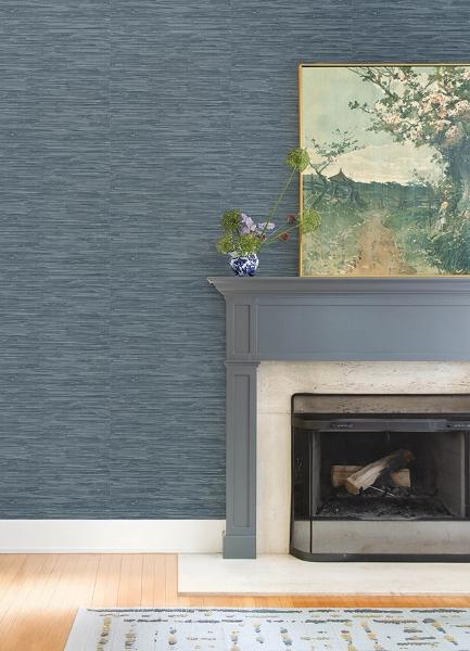A Street Prints Exhale Indigo Woven Faux Grasscloth Wallpaper