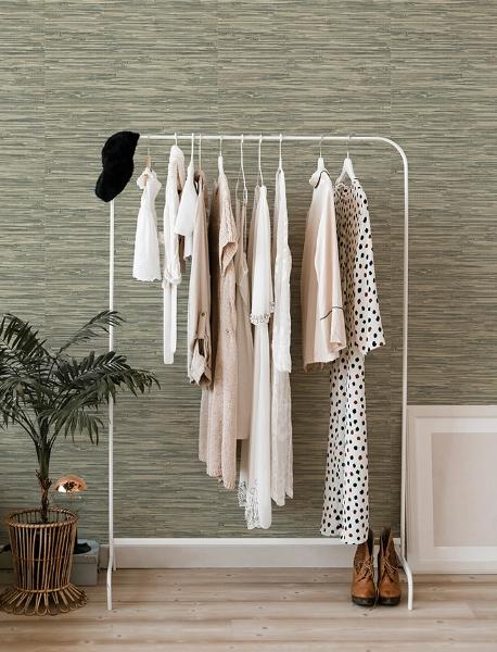 A Street Prints Exhale Moss Woven Faux Grasscloth Wallpaper