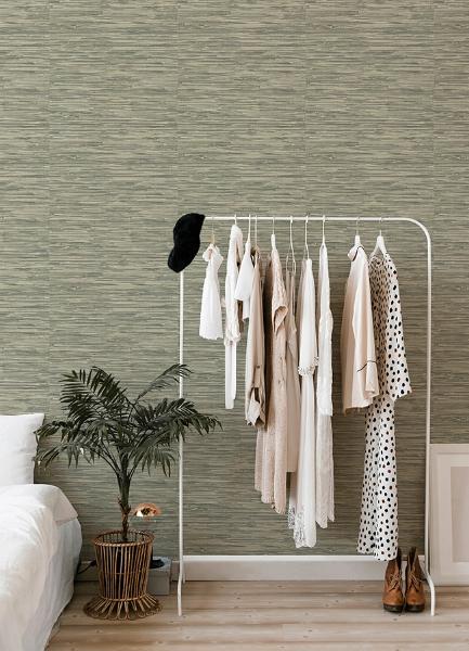 A Street Prints Exhale Moss Woven Faux Grasscloth Wallpaper