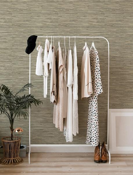 A Street Prints Exhale Olive Woven Faux Grasscloth Wallpaper