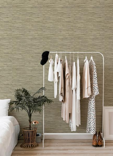 A Street Prints Exhale Olive Woven Faux Grasscloth Wallpaper