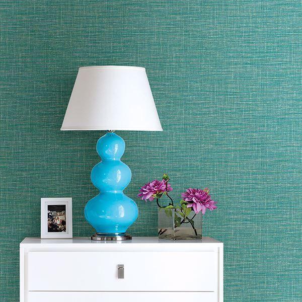 A Street Prints Exhale Teal Faux Grasscloth Wallpaper