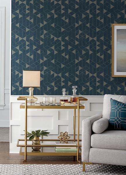 A Street Prints Fairbank Navy Linen Geometric Wallpaper By Scott Living