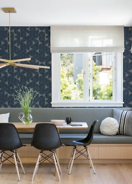 A Street Prints Fairbank Navy Linen Geometric Wallpaper By Scott Living