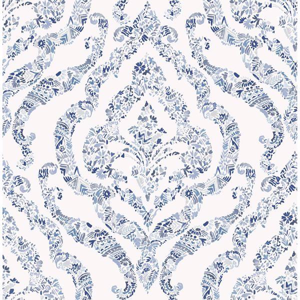 a street prints Featherton Blue Floral Damask Wallpaper