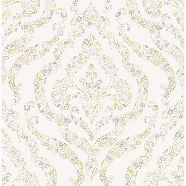 a street prints Featherton Mustard Floral Damask Wallpaper