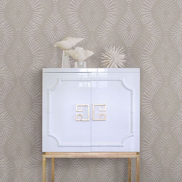 A Street Prints Feliz Champagne Beaded Ogee Wallpaper