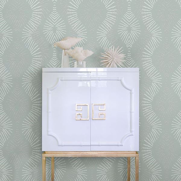 A Street Prints Feliz Seafoam Beaded Ogee Wallpaper