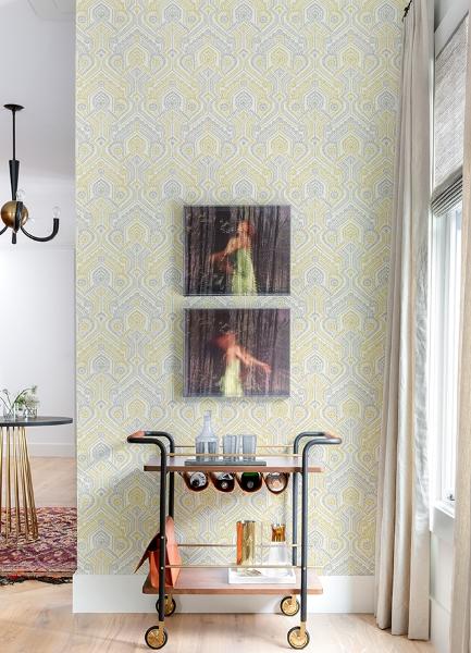 A Street Prints Fernback Yellow Ornate Botanical Wallpaper