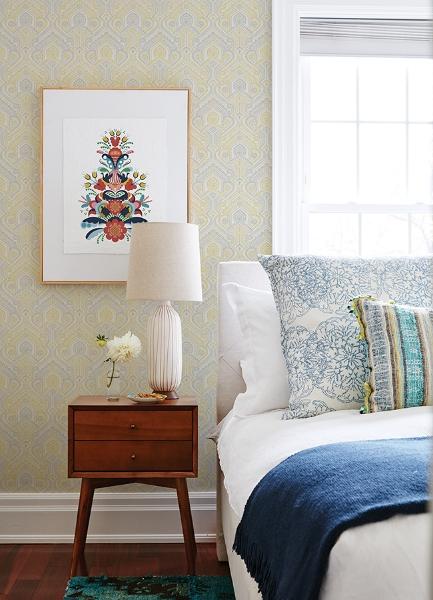 A Street Prints Fernback Yellow Ornate Botanical Wallpaper