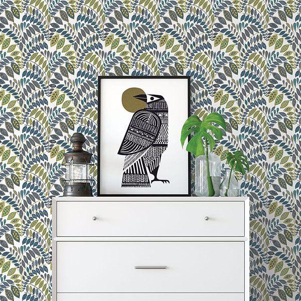 A Street Prints Fiddlehead Green Botanical Wallpaper