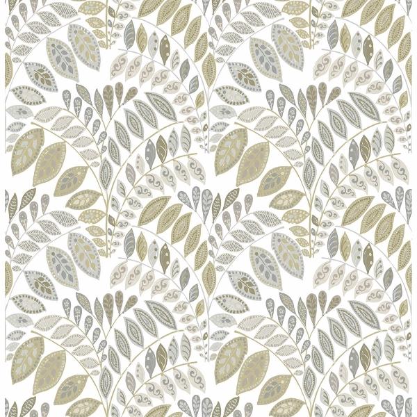 a street prints Fiddlehead Grey Botanical Wallpaper