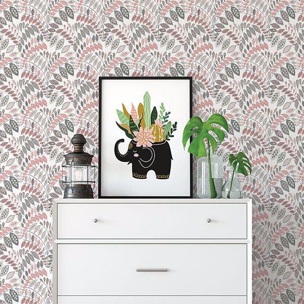 A Street Prints Fiddlehead Pink Botanical Wallpaper