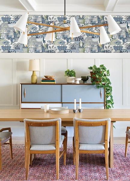 A Street Prints Fika Blue Blissful Birds & Blooms Wallpaper