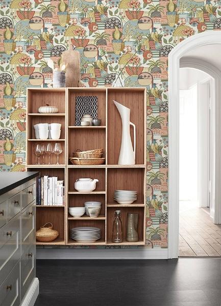 A Street Prints Fika Mustard Blissful Birds & Blooms Wallpaper