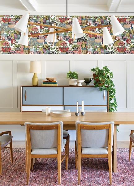 A Street Prints Fika Plum Blissful Birds & Blooms Wallpaper