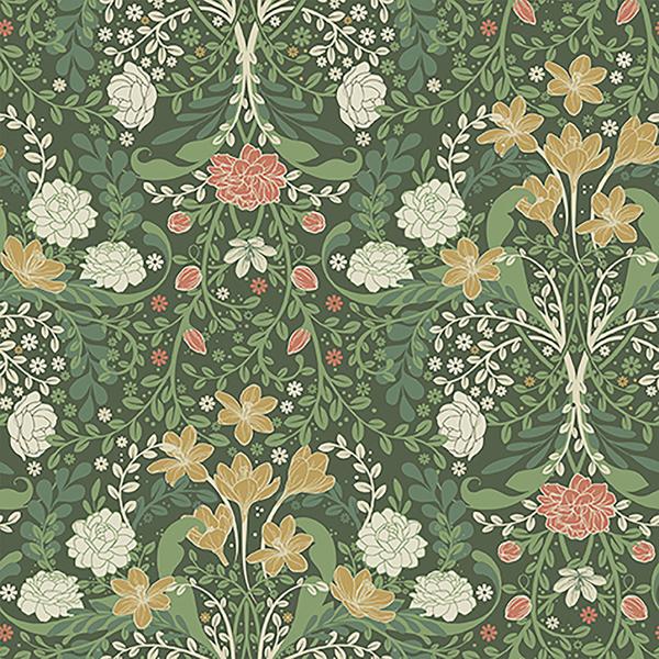 a street prints Froso Green Garden Damask Wallpaper
