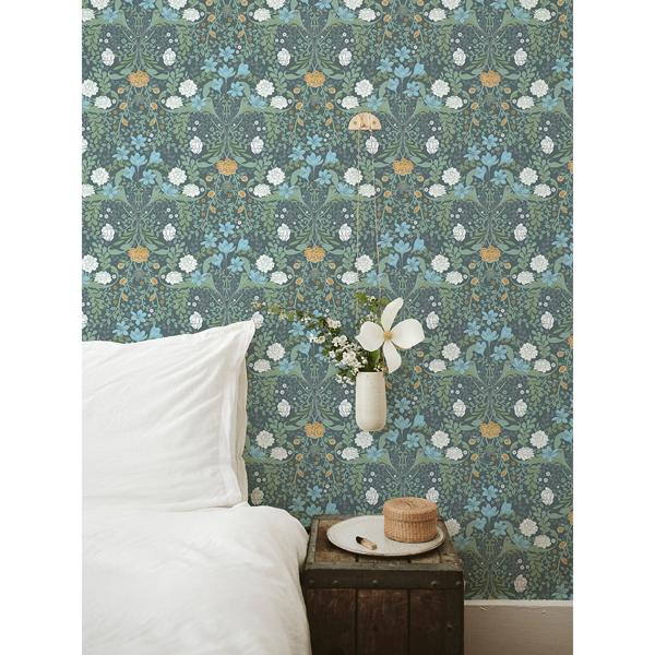 A Street Prints Froso Turquoise Garden Damask Wallpaper