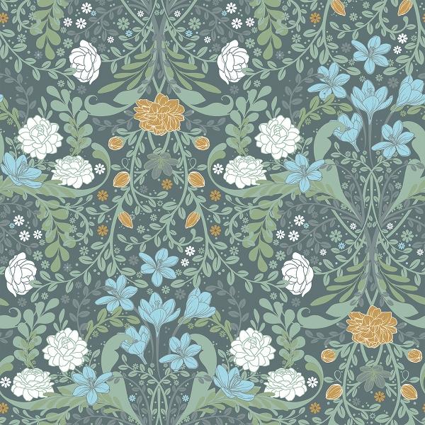 a street prints Froso Turquoise Garden Damask Wallpaper