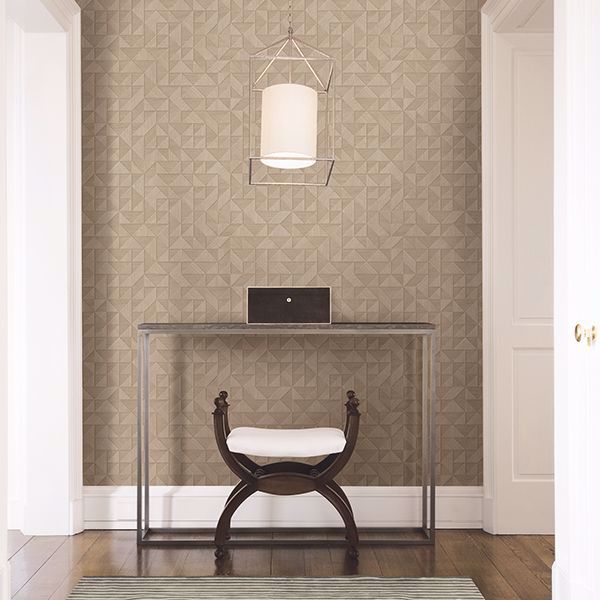 A Street Prints Gallerie Beige Geometric Wood Wallpaper